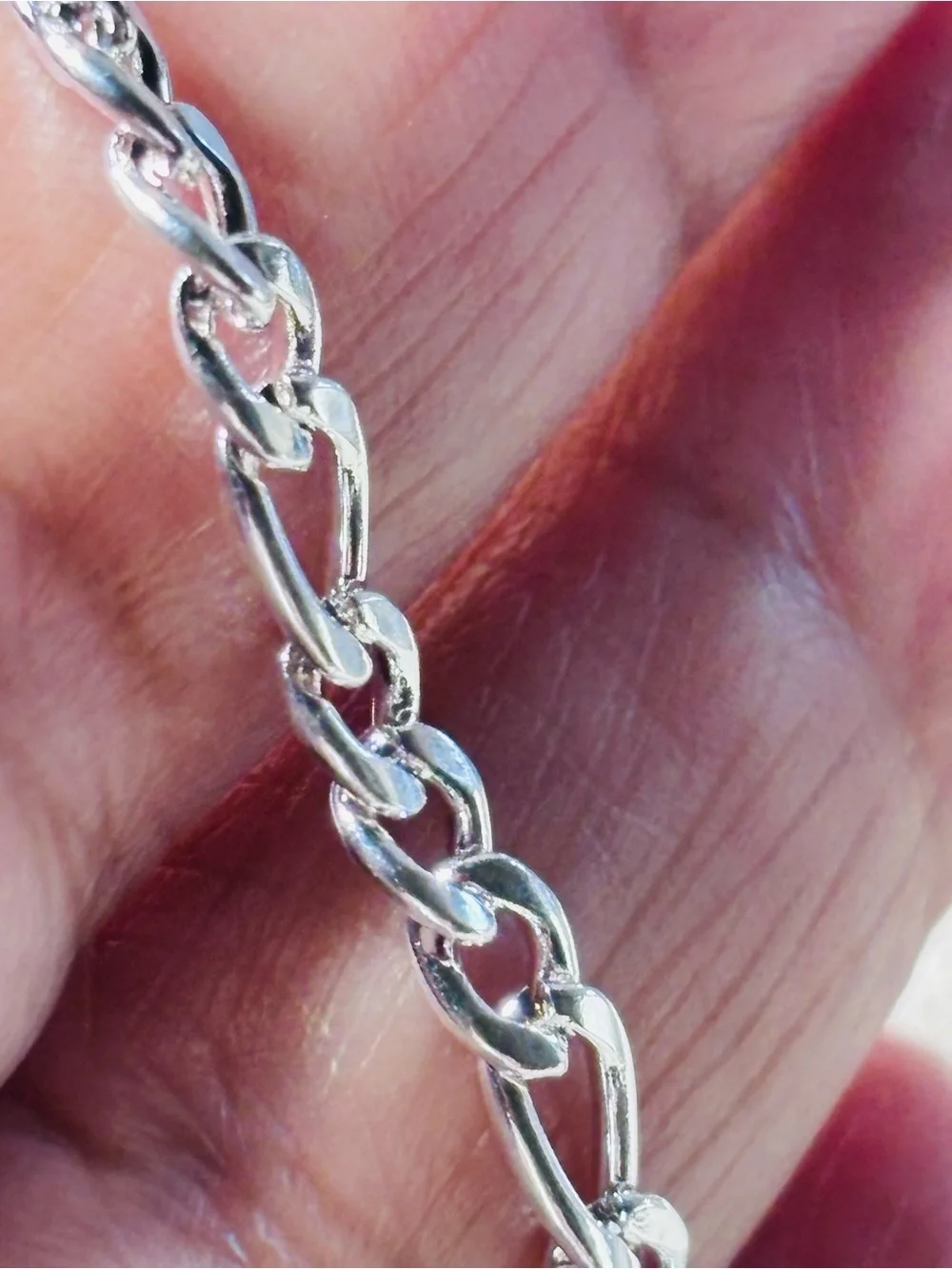 Men's Figaro Chain Necklace - Silver Finish